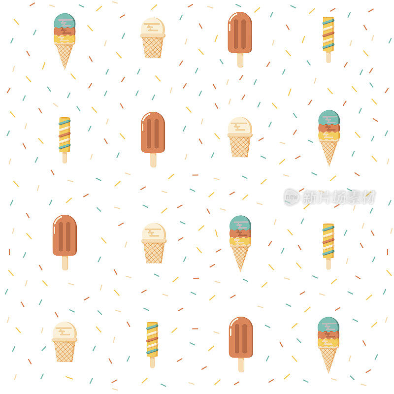 Cute ice cream seamless vector